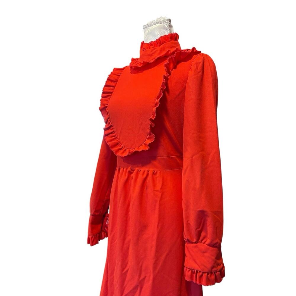 Vintage 70s JC Penney Red Ruffle Maxi Dress Sz M - Picture 16 of 16